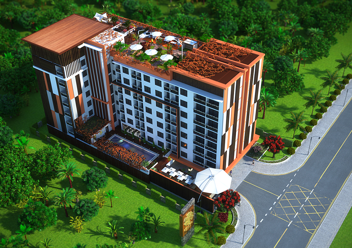 Exterior 3D Visualization. Residential complex in Thailand.