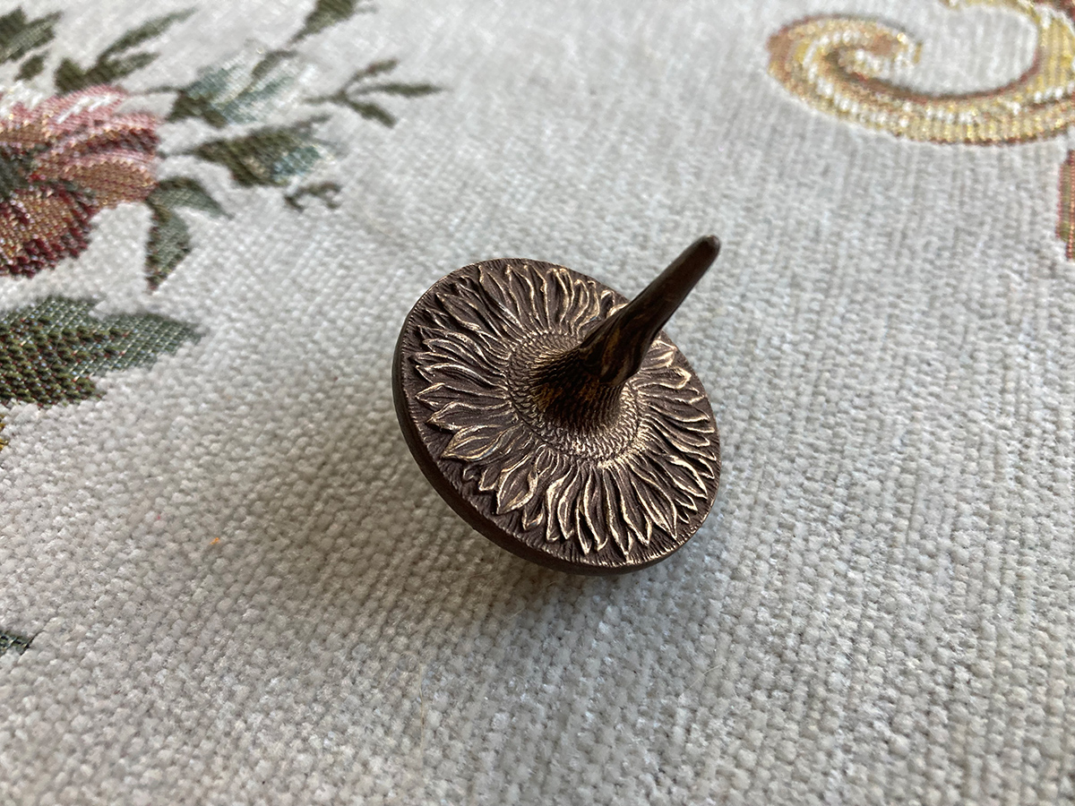 Wonderful author's Spinning Top, handmade, painted in Bronze. Amazing Toys.