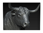 Digital sculpture of the White Metal Bull. Creation of sculpture for 3D printing and production.