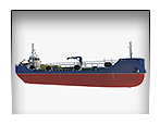 3D rendering of a commercial vessel for advertising.