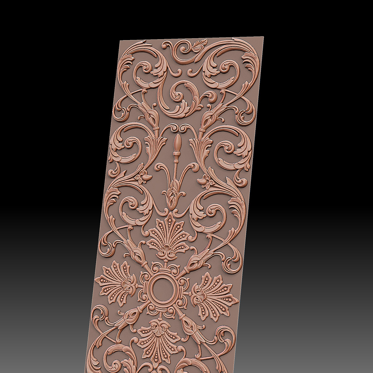 acanthus central motif sculptural relief digital sculpture decorative panel carving detail zbrush
