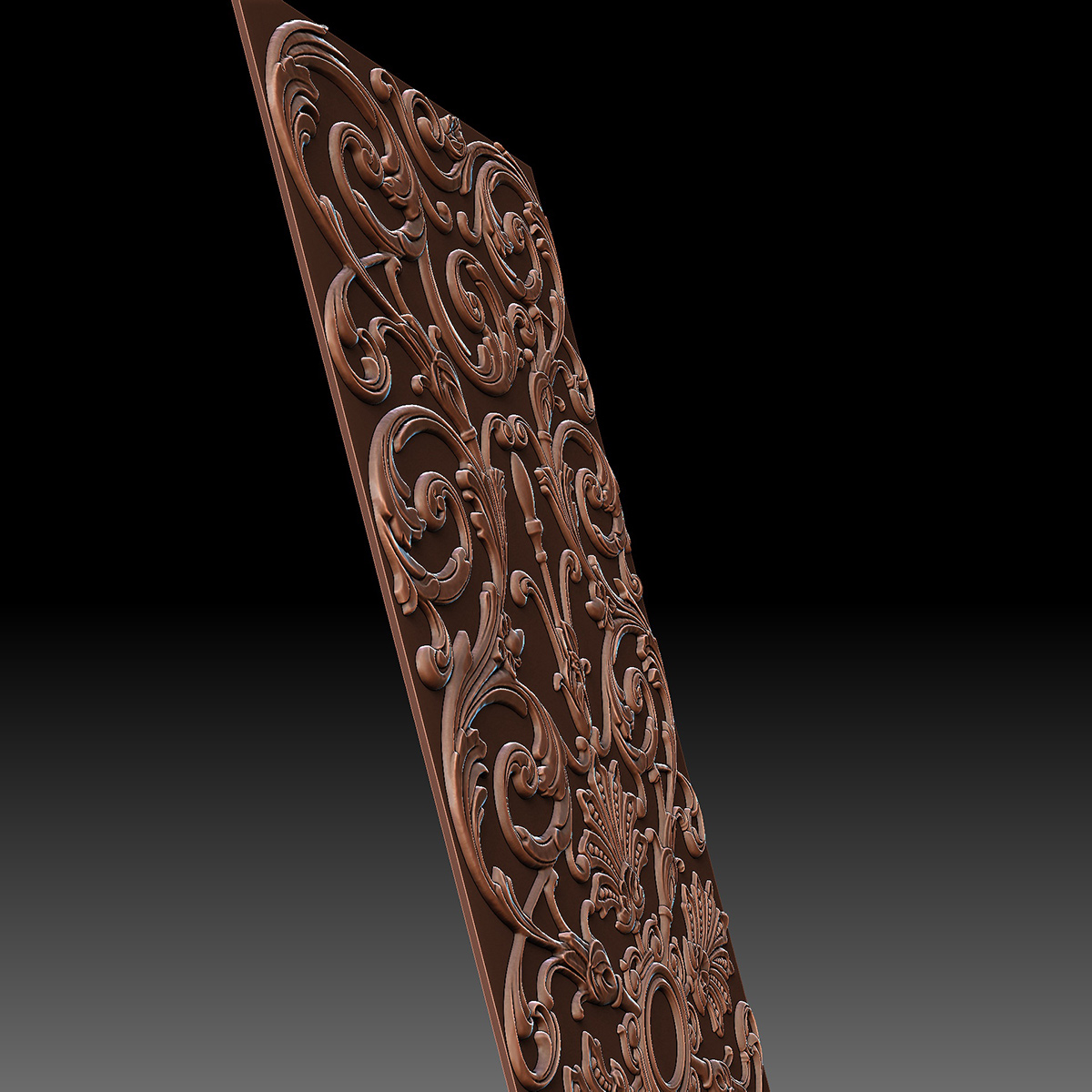 low relief acanthus ornament side view sculptural depth digital sculpture zbrush cnc carving