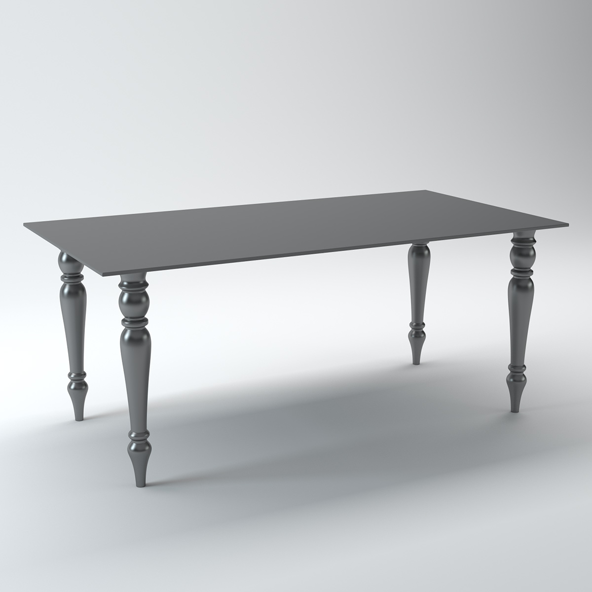 dining table shown in neutral material to emphasize shape and proportions