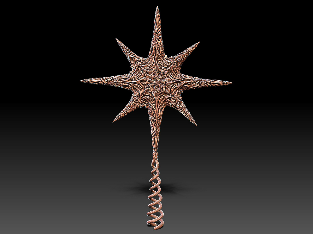 top view of star sculpture showing radial symmetry with organic variation in each arm