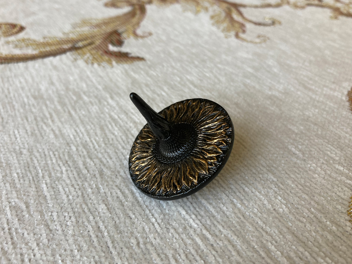 Amazing author's Spinning Top, handmade, painted in Onyx and Gold. Beautiful Toys.