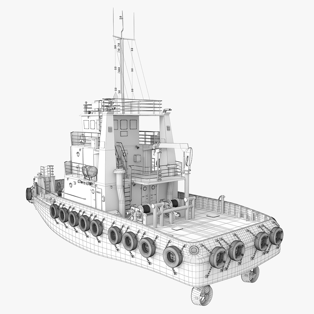 tugboat 3D model high detail commercial ship model for visualization and 3D marketplace use