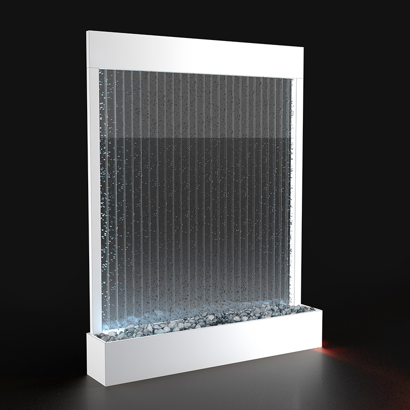 Production-ready 3D model of an illuminated bubble wall panel featuring transparent bubble channels, decorative stones, internal lighting components, and manufacturing-oriented design geometry.
