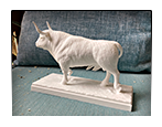Digital sculpture of the White Metal Bull. Creation of sculpture for 3D printing and production.