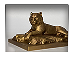 Sculpture of a Tiger Relaxing on a Rock 3D Printed